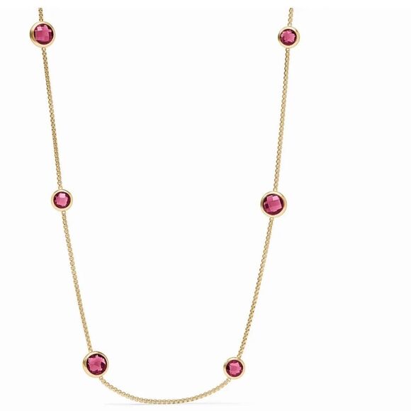 NWOT Julie Vos  Gold and Pink Gemstone Necklace - Picture 1 of 6
